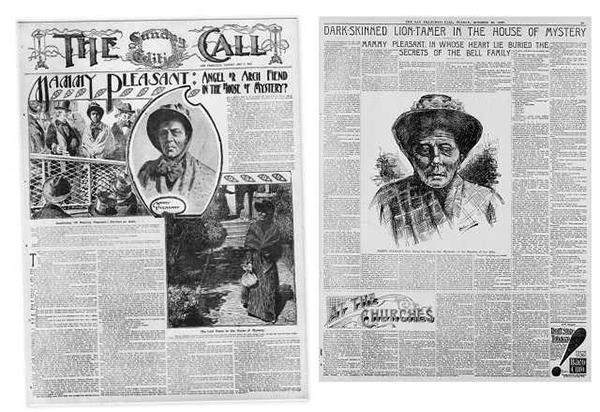 Một số bài báo viết về bà Pleasant trên tờ The Call và The San Francisco Call.