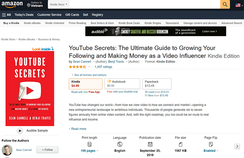 Nếu bạn muốn tài liệu hữu ích hơn đừng quên tìm hiểu cuốn sách Bí Mật Youtube này được gần 1500 đáng giá 4,5/5 sao trên Amazon, nay đã có tiếng việt cho bạn: